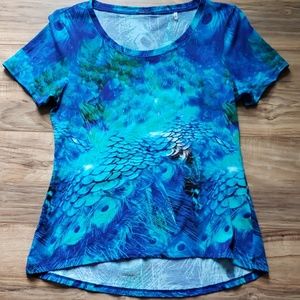 Sale🔥Elie Tahari || Blue Overa Graphic Tee